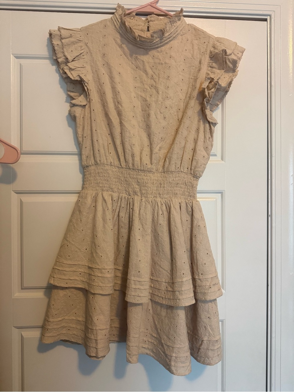 Cleobella Cream Ruffle-Tiered Mini Dress - Picture 2 of 5